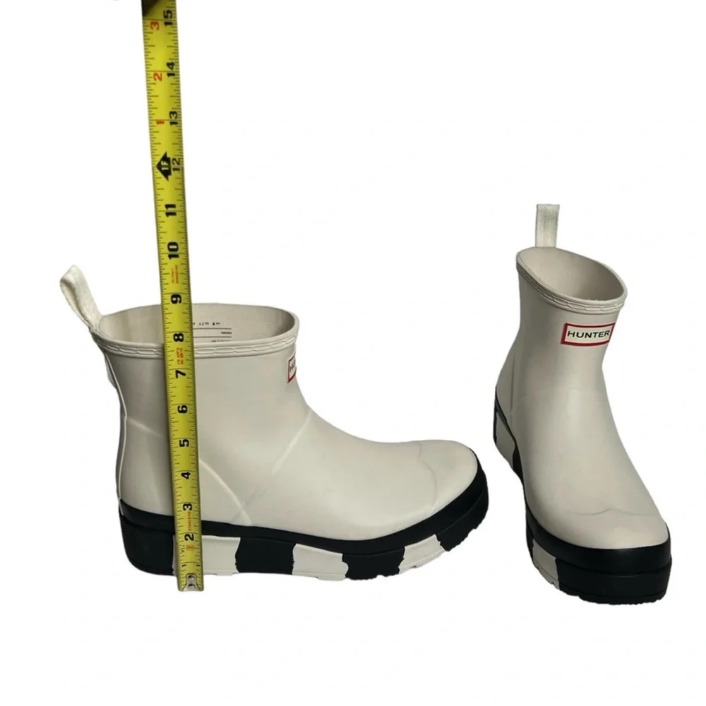 Hunter Boots Play Short Stripped Rain Snow Boots Rubber Slip On Platform Vegan